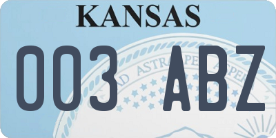 KS license plate 003ABZ