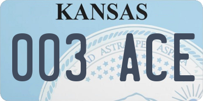 KS license plate 003ACE
