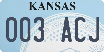 KS license plate 003ACJ