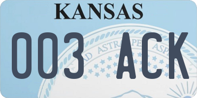 KS license plate 003ACK