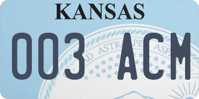 KS license plate 003ACM
