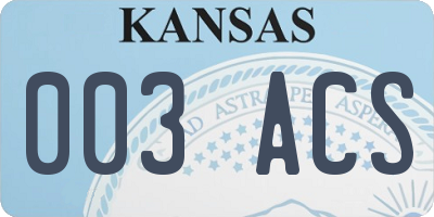 KS license plate 003ACS