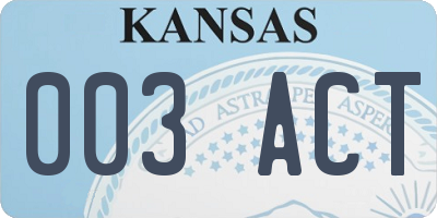 KS license plate 003ACT