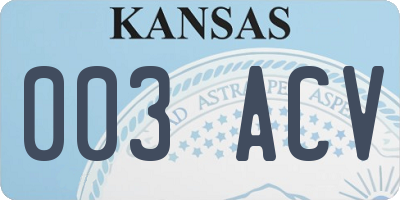 KS license plate 003ACV