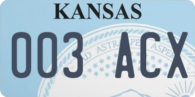 KS license plate 003ACX