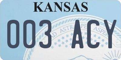 KS license plate 003ACY
