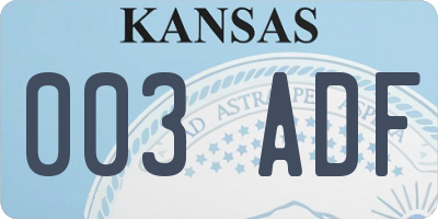 KS license plate 003ADF
