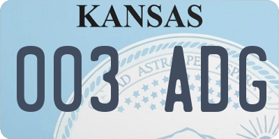 KS license plate 003ADG