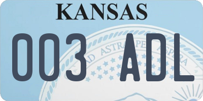 KS license plate 003ADL