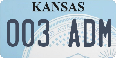 KS license plate 003ADM