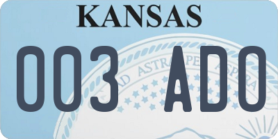 KS license plate 003ADO