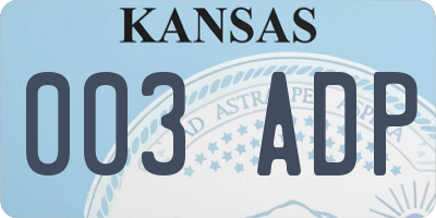 KS license plate 003ADP