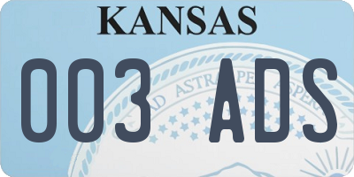 KS license plate 003ADS