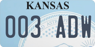 KS license plate 003ADW
