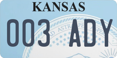 KS license plate 003ADY