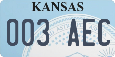 KS license plate 003AEC