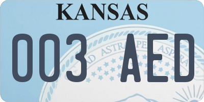 KS license plate 003AED
