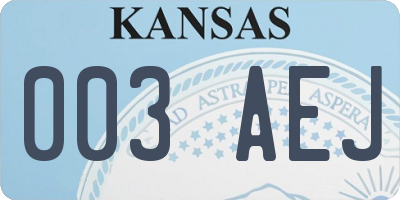KS license plate 003AEJ