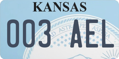 KS license plate 003AEL