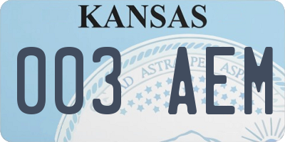 KS license plate 003AEM