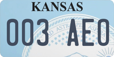 KS license plate 003AEO
