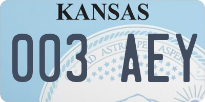 KS license plate 003AEY