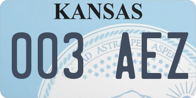 KS license plate 003AEZ