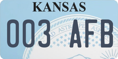 KS license plate 003AFB