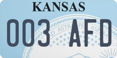 KS license plate 003AFD