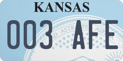 KS license plate 003AFE