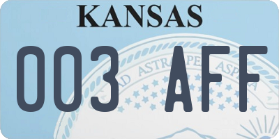 KS license plate 003AFF