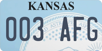 KS license plate 003AFG