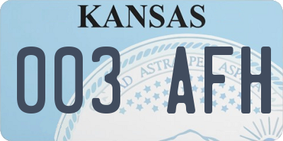 KS license plate 003AFH