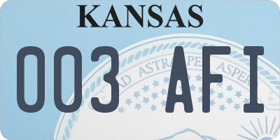KS license plate 003AFI