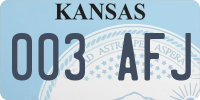 KS license plate 003AFJ