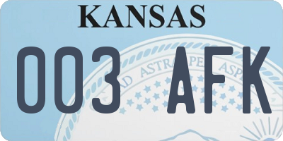 KS license plate 003AFK