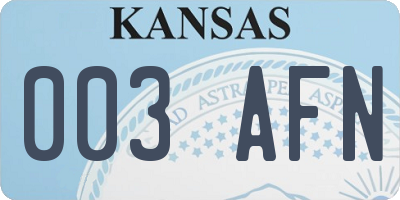 KS license plate 003AFN