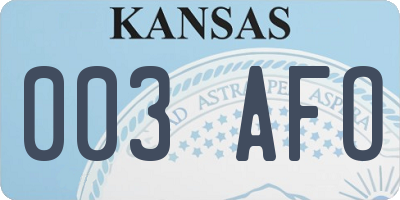KS license plate 003AFO