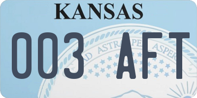 KS license plate 003AFT