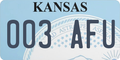 KS license plate 003AFU