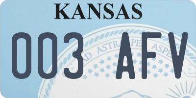 KS license plate 003AFV