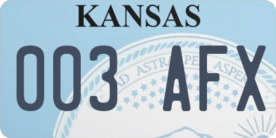 KS license plate 003AFX