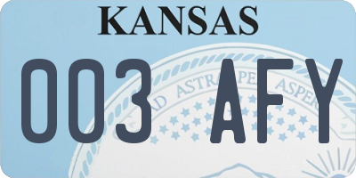 KS license plate 003AFY