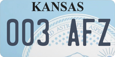 KS license plate 003AFZ
