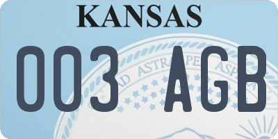 KS license plate 003AGB