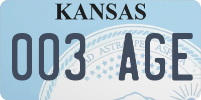KS license plate 003AGE