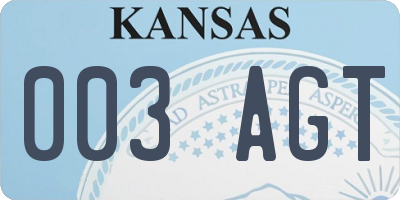 KS license plate 003AGT