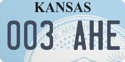 KS license plate 003AHE
