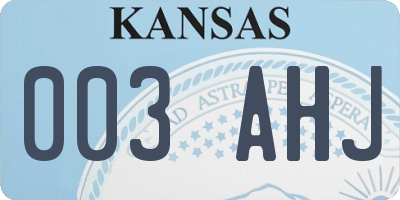 KS license plate 003AHJ