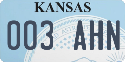 KS license plate 003AHN